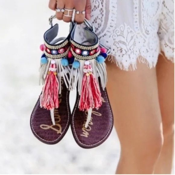 Sam Edelman | Pompom | Embellished | Sandals | Size 10 - Picture 2 of 11